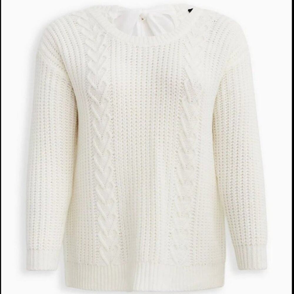 NWT TORRID Ivory Open-Back Tie-Bow Cable Knit Sweater